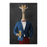 Giraffe drinking beer wearing blue and red suit canvas wall art