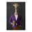 Giraffe drinking beer wearing purple and orange suit canvas wall art