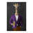 Giraffe drinking beer wearing purple and orange suit large wall art print