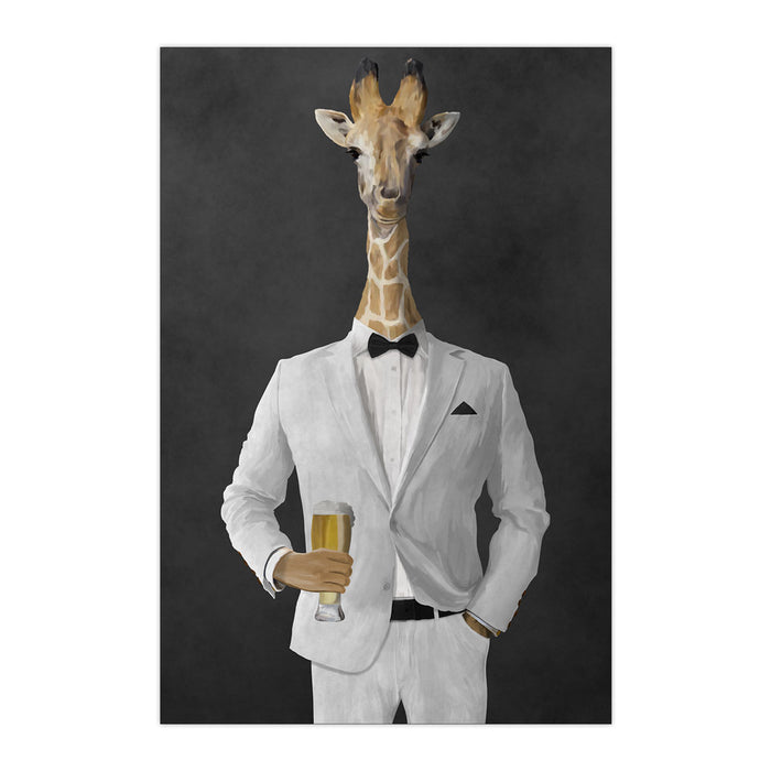 Giraffe Drinking Beer Wall Art - White Suit — Royal Mallard