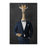 Giraffe drinking martini wearing navy suit canvas wall art