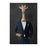 Giraffe drinking red wine wearing navy suit large wall art print