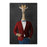 Giraffe drinking red wine wearing red and blue suit canvas wall art