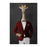 Giraffe drinking red wine wearing red and white suit large wall art print