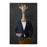 Giraffe drinking whiskey wearing navy and orange suit canvas wall art