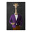 Giraffe drinking whiskey wearing purple and orange suit canvas wall art