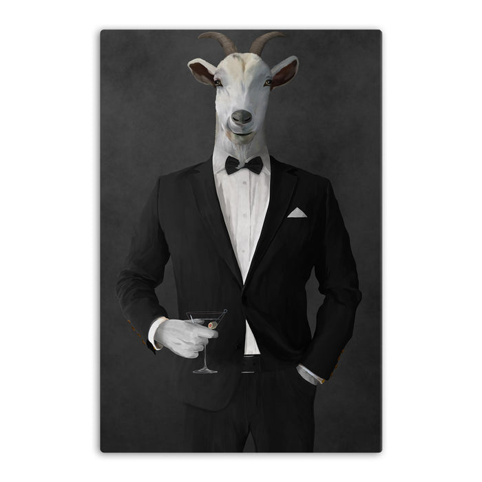 Goat Drinking Martini Art - Black Suit