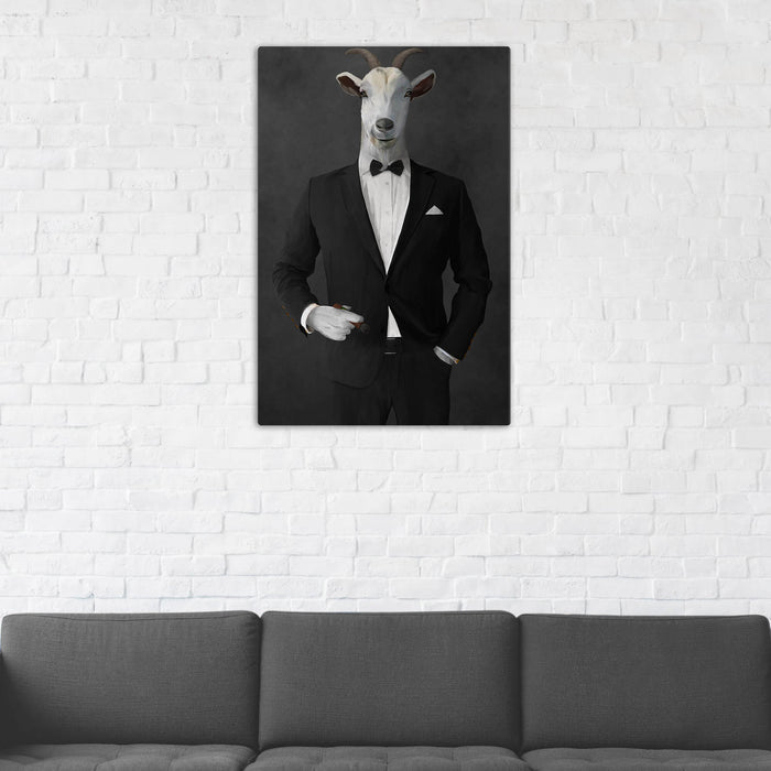 Goat Smoking Cigar Art - Black Suit