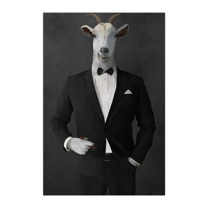 Goat Smoking Cigar Art - Black Suit