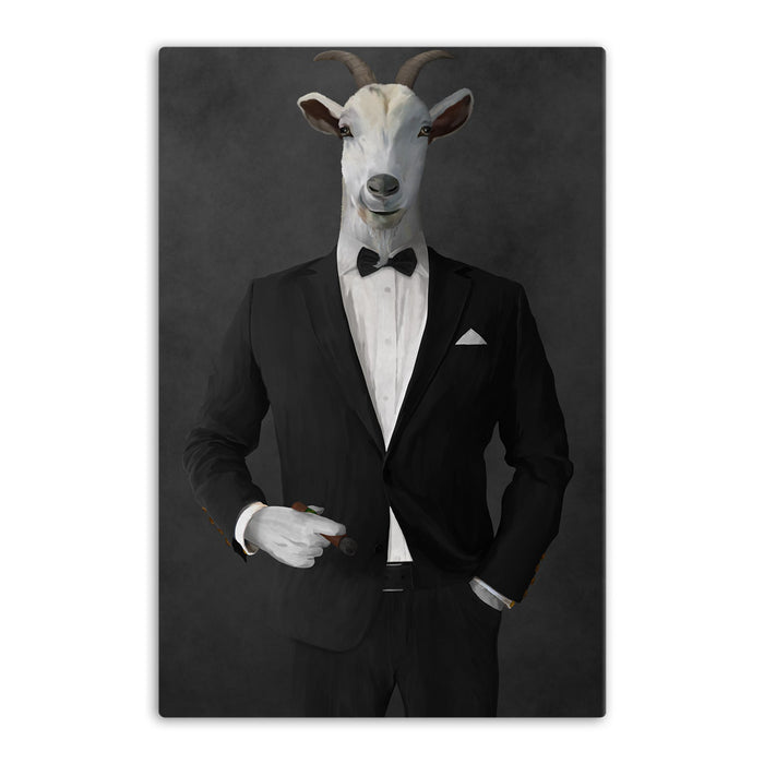 Goat Smoking Cigar Art - Black Suit