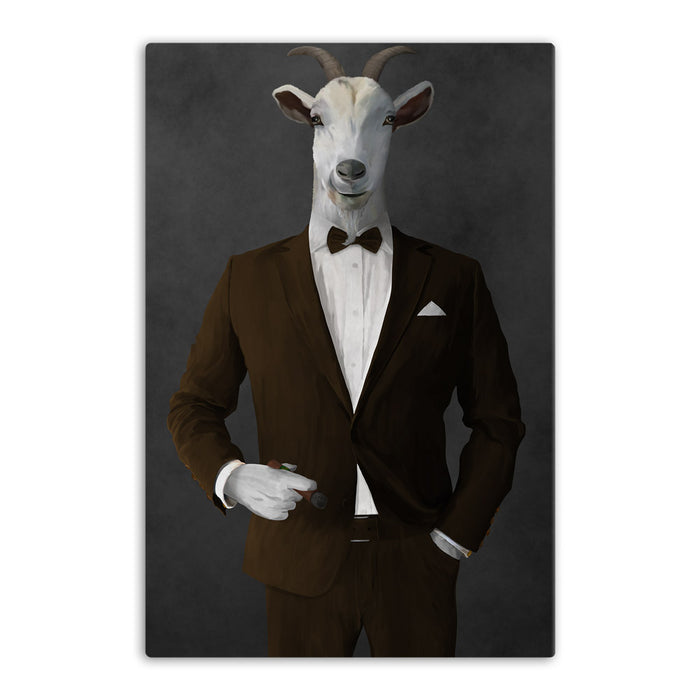 Goat Smoking Cigar Art - Brown Suit