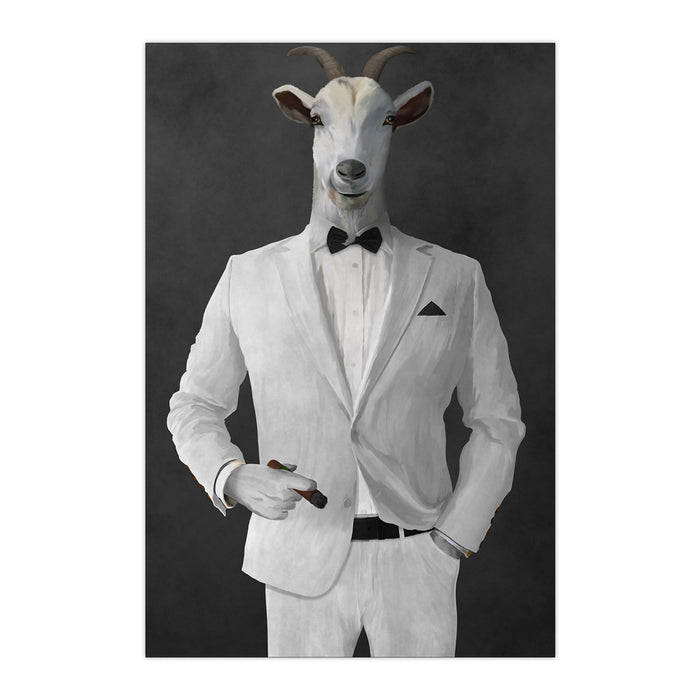 Goat Smoking Cigar Art - White Suit