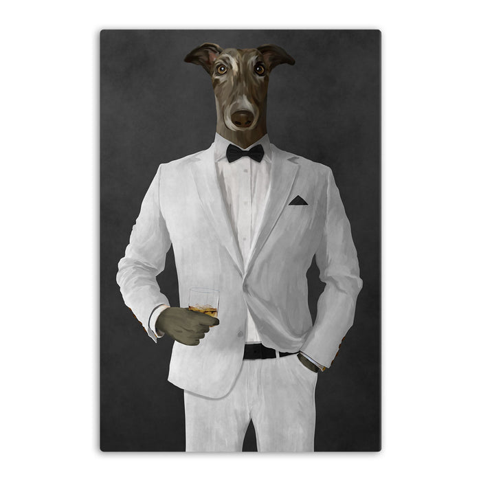 Greyhound Drinking Whiskey Wall Art - White Suit