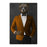 Grizzly Bear Drinking Martini Wall Art - Orange and Black Suit