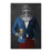 Large canvas of knight drinking beer wearing blue and red suit art