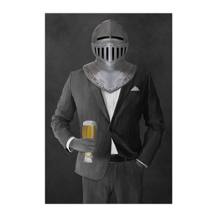Large print of knight drinking beer wearing gray suit art