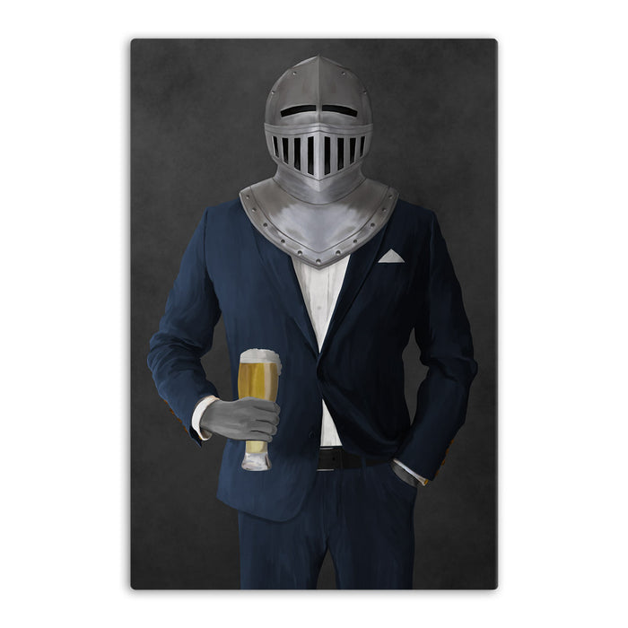 Large canvas of knight drinking beer wearing navy suit art