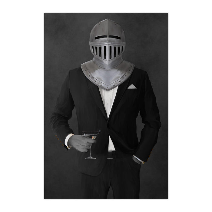Large print of knight drinking martini wearing black suit art