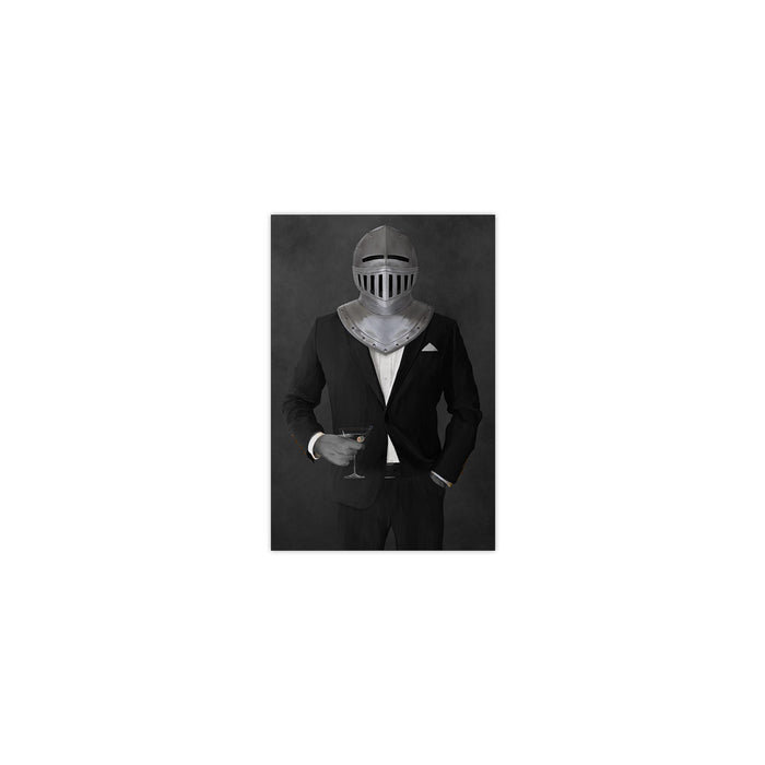 Small print of knight drinking martini wearing black suit art