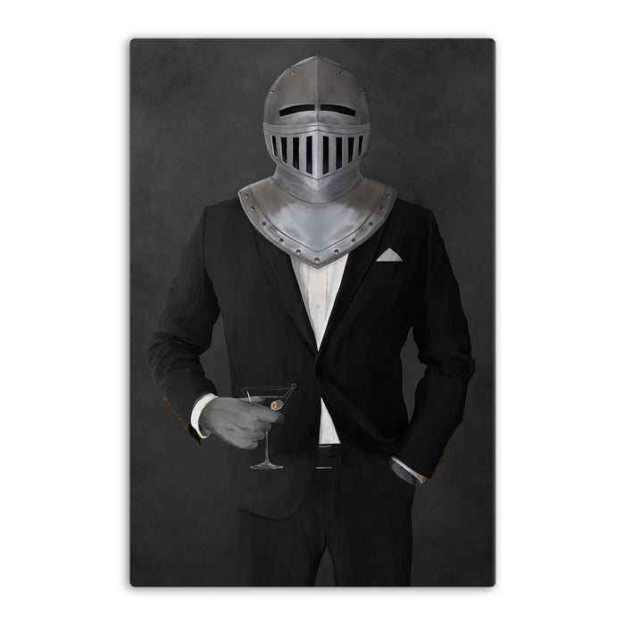 Large canvas of knight drinking martini wearing black suit art