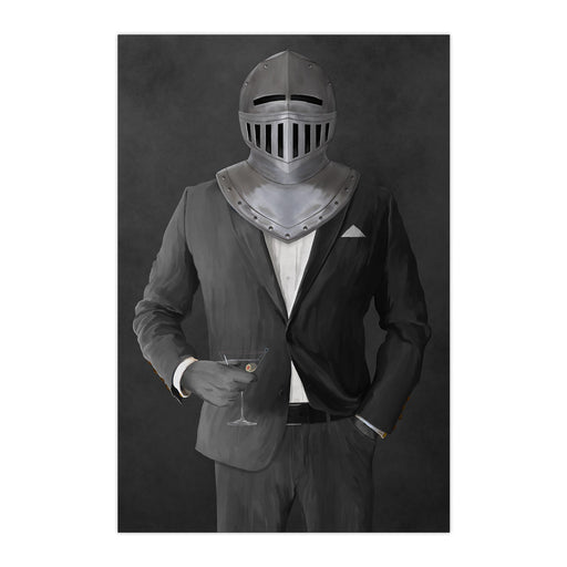 Large print of knight drinking martini wearing gray suit art