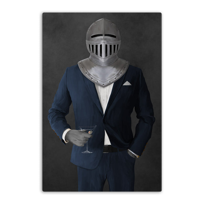 Large canvas of knight drinking martini wearing navy suit art