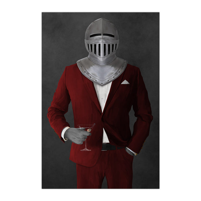 Large print of knight drinking martini wearing red suit art