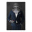 Large canvas of knight drinking red wine wearing navy suit art