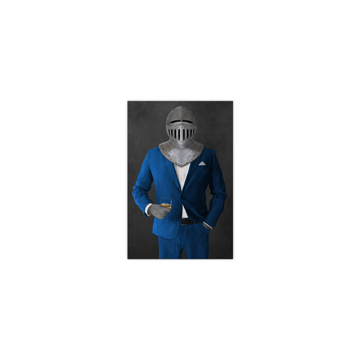 Small print of knight drinking whiskey wearing blue suit art