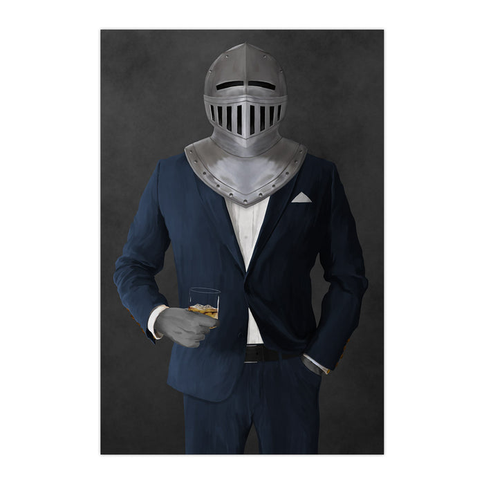 Large print of knight drinking whiskey wearing navy suit art