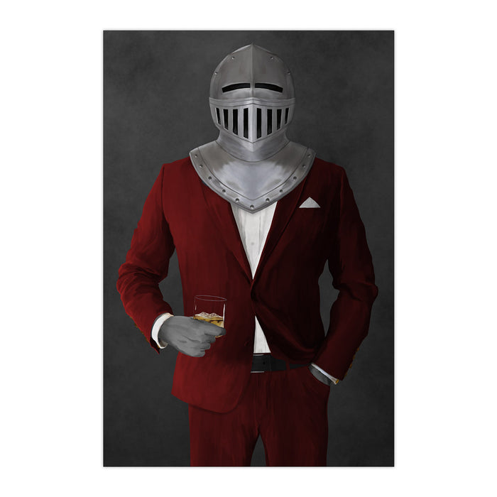 Large print of knight drinking whiskey wearing red suit art