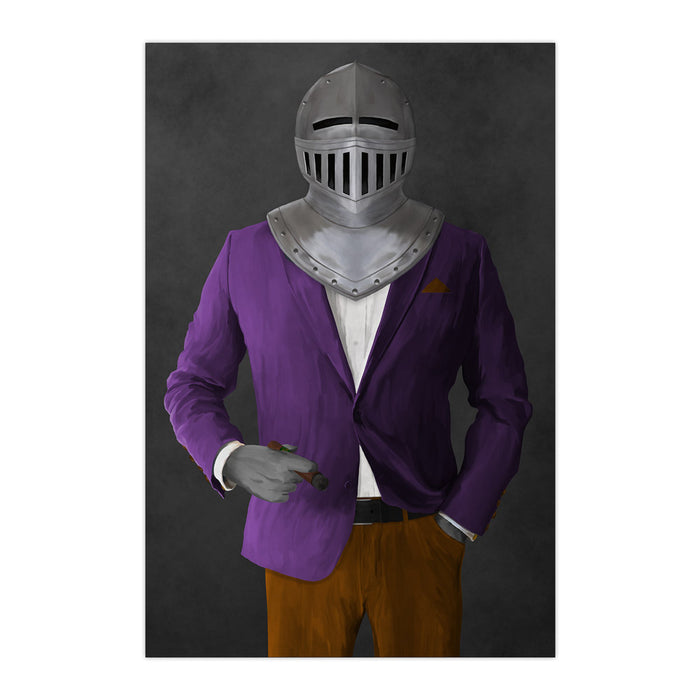 Large print of knight smoking cigar wearing purple and orange suit art