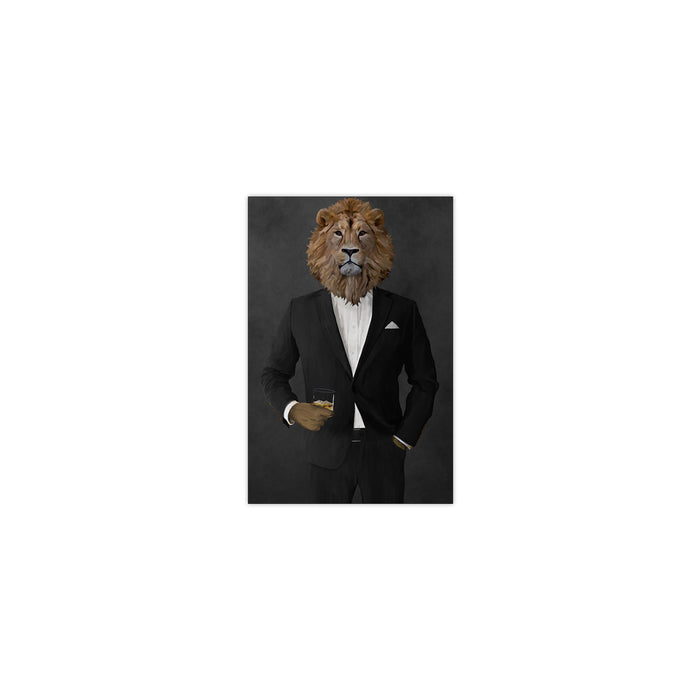 Lion Drinking Whiskey Wall Art - Black Suit