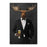 Moose drinking beer wearing black suit canvas wall art