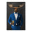 Moose drinking beer wearing blue suit canvas wall art