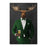 Moose drinking beer wearing green suit canvas wall art