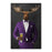 Moose drinking beer wearing purple suit canvas wall art