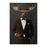 Moose drinking red wine wearing brown suit canvas wall art