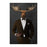 Moose drinking red wine wearing brown suit large wall art print