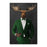 Moose drinking red wine wearing green suit canvas wall art