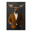 Moose drinking red wine wearing orange and black suit canvas wall art