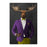 Moose drinking red wine wearing purple and yellow suit canvas wall art