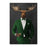 Moose drinking whiskey wearing green suit canvas wall art
