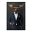 Moose drinking whiskey wearing navy suit canvas wall art