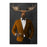 Moose drinking whiskey wearing orange and black suit canvas wall art