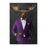 Moose drinking whiskey wearing purple suit canvas wall art