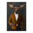 Moose smoking cigar wearing orange and black suit large wall art print