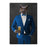 Owl drinking beer wearing blue suit canvas wall art