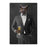 Owl drinking beer wearing gray suit canvas wall art