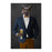 Owl drinking beer wearing navy and orange suit large wall art print
